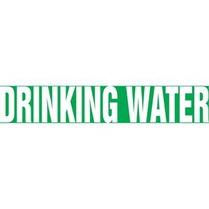 Snap Tite™ "Drinking Water" Pipe Marker - Vinyl, White on Green, 3/4" - 1-1/4", 6", 8", 1/2", English, Snap-On, STA