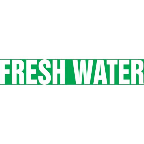 Snap Tite™ "Fresh Water" Pipe Marker - Vinyl, White on Green, 2-1/4" - 3", 14", 12", 1-1/4", English, Snap-On, STC
