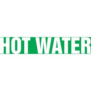 Snap Tite™ "Hot Water" Pipe Marker - Vinyl, White on Green, 1-1/2" - 2", 9", 8", 3/4", English, Snap-On, STB