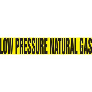 Snap Tite™ "Low Pressure Natural Gas" Pipe Marker - Vinyl, Black on Yellow, 1-1/2" - 2", 9", 8", 3/4", English, Snap-On, STB