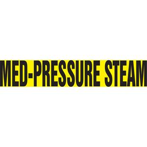 Snap Tite™ "Med-Presure Steam" Pipe Marker - Vinyl, Black on Yellow, 1-1/2" - 2", 9", 8", 3/4", English, Snap-On, STB