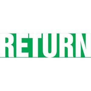 Snap Tite™ "Return" Pipe Marker - Vinyl, White on Green, 1-1/2" - 2", 9", 8", 3/4", English, Snap-On, STB