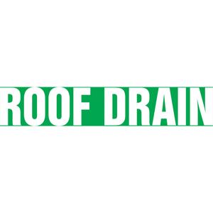 Snap Tite™ "Roof Drain" Pipe Marker - Vinyl, White on Green, 1-1/2" - 2", 9", 8", 3/4", English, Snap-On, STB