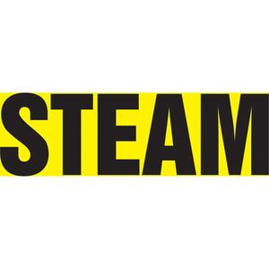 Snap Tite™ "Steam" Pipe Marker - Vinyl, Black on Yellow, 1-1/2" - 2", 9", 8", 3/4", English, Snap-On, STB