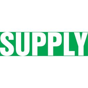 Snap Tite™ "Supply" Pipe Marker - Vinyl, White on Green, 1-1/2" - 2", 9", 8", 3/4", English, Snap-On, STB