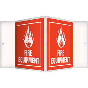 "Fire Equipment" Projection™ Sign - Plastic, 6", 5", Bolt-On, English with Pictogram, Fire and Emergency, Fire Equipment w/Pictogram