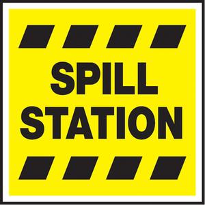 "Spill Station" Projection™ Sign - Plastic, 6", 5", Bolt-On, English, Chemicals and Hazardous Materials, Spill Station