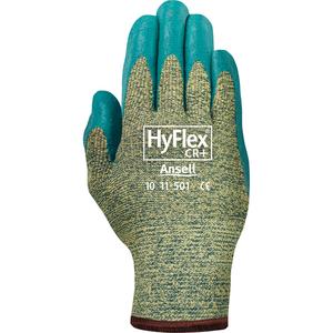 HyFlex® 11-501 Gloves - X-Small/6, Small/7, Medium/8, Large/9, X-Large/10, 13, Kevlar®, Foam Nitrile, Dipped Palm, ASTM ANSI Level A5/EN 388 Level D, EN 388 Level 3/ANSI/ISEA 105 Level 3, EN 388 Level 1/ANSI/ISEA 105 Level 3