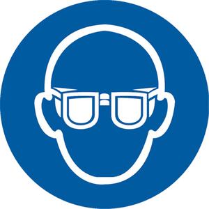 Safety Goggles Pictogram Labels - Vinyl, Roll, 2", 2", Safety Goggles Pictogram