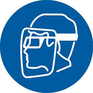 Face Shield Pictogram Labels - Vinyl, Roll, 2", 2", Face Shield Pictogram