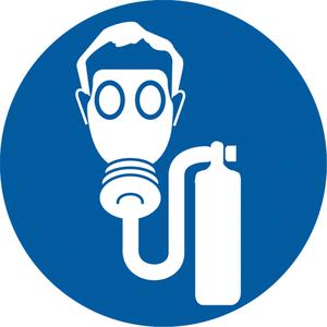 PPE Pictogram Labels - Vinyl, Sheet, 2", 2", Self-Contained Air Respirator Pictogram, Pictogram, Adhesive Dura-Vinyl