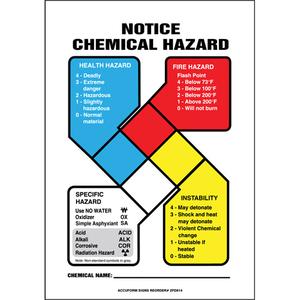 NFPA Notice Chemical Hazard Safety Sign - English