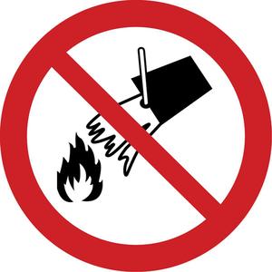 Do Not Extinguish with Water ISO Prohibition Safety Labels - Vinyl, 2", 2", Adhesive, Pictogram, Fire and Emergency
