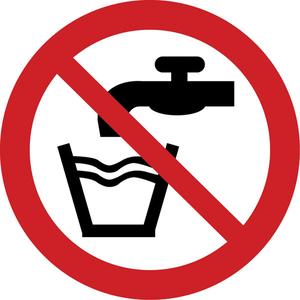 Not Drinking Water ISO Prohibition Safety Labels - Vinyl, 2", 2", Adhesive, Pictogram, Housekeeping and Hygiene