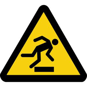 Floor Level Obstacle ISO Warning Safety Labels - Flat, Pictogram, Vinyl, Adhesive, 4"