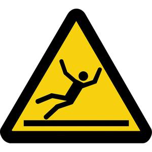 Drop/Fall Hazard ISO Warning Safety Labels - Vinyl, 2", 2", Adhesive, Pictogram, Housekeeping and Hygiene