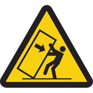 Tipping Hazard ISO Warning Safety Labels - Vinyl, 2", 2", Adhesive, Pictogram, Specific Hazards
