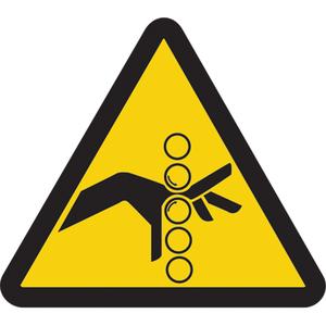 Pinch Point ISO Warning Safety Labels - Vinyl, 2", 2", Adhesive, Pictogram, Equipment, Pinch Point Hazard Pictogram