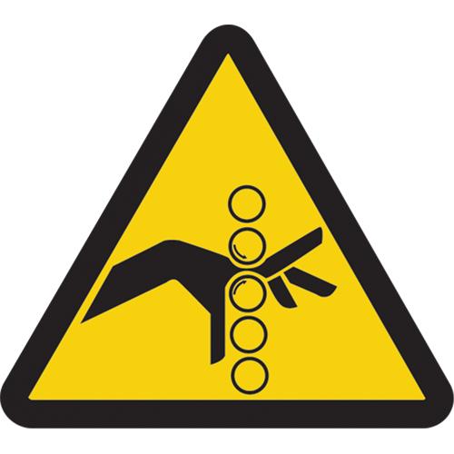 Pinch Point ISO Warning Safety Labels - Vinyl, 2", 2", Adhesive, Pictogram, Equipment, Pinch Point Hazard Pictogram