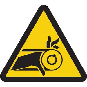 Belt Drive Entrapment Hazard ISO Warning Safety Labels - Vinyl, 2", 2", Adhesive, Pictogram, Equipment, Drive Entanglement Pictogram