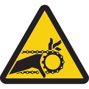 Chain Drive Entrapment Hazard ISO Warning Safety Labels - Vinyl, 2", 2", Adhesive, Pictogram, Equipment