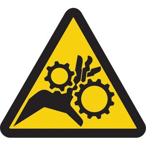 Gear Entanglement ISO Warning Safety Labels - Vinyl, 2", 2", Adhesive, Pictogram, Equipment, Gear Entanglement Pictogram