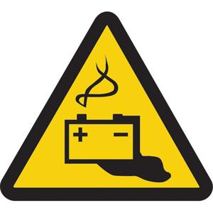 Battery Hazard ISO Warning Safety Labels - Vinyl, 2", 2", Adhesive, Pictogram, Chemicals and Hazardous Materials