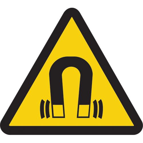 Magnetic Field ISO Warning Safety Labels - Vinyl, 4", 4", Adhesive, Pictogram, Specific Hazards