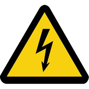Electricity ISO Warning Safety Labels - Vinyl, 2", 2", Adhesive, Pictogram, Electrical, Electric Voltage Hazard Pictogram