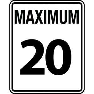 Speed Limit Sign - Aluminum, 30", 24", Bolt-On, English, Traffic, Maximum 20