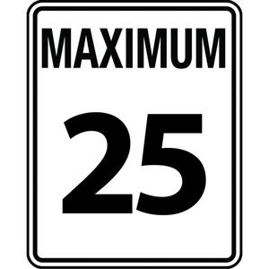 Speed Limit Sign - Aluminum, 30", 24", Bolt-On, English, Traffic, Maximum 25