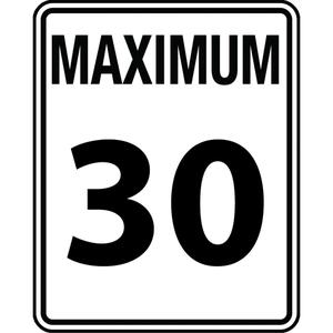 Speed Limit Sign - Aluminum, 30", 24", Bolt-On, English, Traffic, Maximum 30