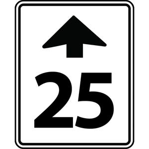 Speed Limit Ahead Sign - Aluminum, 30", 24", Bolt-On, Bilingual with Pictogram, Traffic, 25 w/Upwards Arrow
