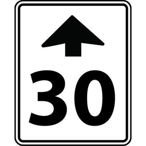 Speed Limit Ahead Sign - Aluminum, 30", 24", Bolt-On, Bilingual with Pictogram, Traffic, 30 w/Upwards Arrow