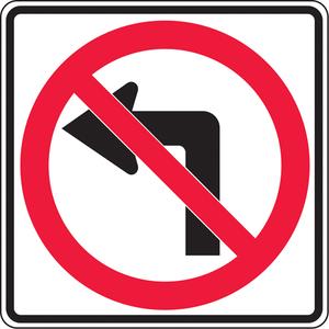 No Left Turns Traffic Sign - Aluminum, 24", 24", Bolt-On, Pictogram, Traffic, No Left Turns Pictogram