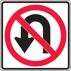No U-Turns Traffic Sign - Aluminum, 24", 24", Bolt-On, Pictogram, Traffic, No U-Turns Pictogram