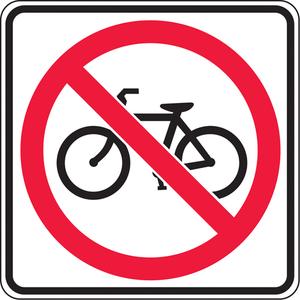 No Bicycles Traffic Sign - Aluminum, 24", 24", Bolt-On, Pictogram, Traffic, No Bicycles Pictogram
