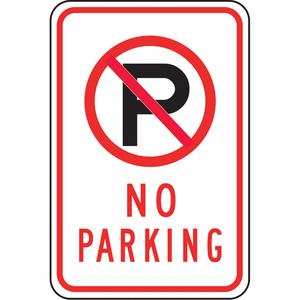 "No Parking" Sign - Aluminum, 18", 24", Bolt-On, English with Pictogram, Traffic, No Parking w/Pictogram
