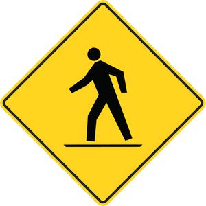 Pedestrian Traffic Sign - Aluminum, 30", 30", Bolt-On, Pictogram, Traffic, Pedestrian Crossing Pictogram