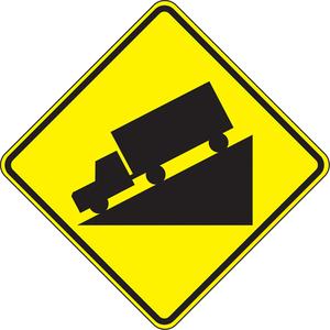 Steep Grade Traffic Sign - Aluminum, 24", 24", Bolt-On, Pictogram, Traffic, Steep Grade Pictogram
