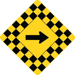 Sharp Turn Traffic Sign - Aluminum, 30", 30", Bolt-On, Pictogram, Traffic, One Way Arrow Pictogram