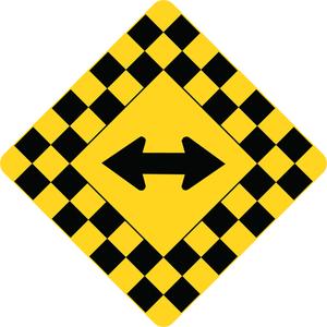 Sharp Turns Traffic Sign - Aluminum, 30", 30", Bolt-On, Pictogram, Traffic, Checkerboard w/Arrow Pictogram