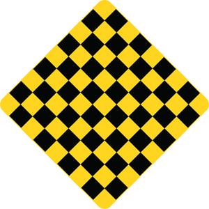 Road Terminates Traffic Sign - Aluminum, 30", 30", Bolt-On, Pictogram, Traffic, Checkerboard Pictogram