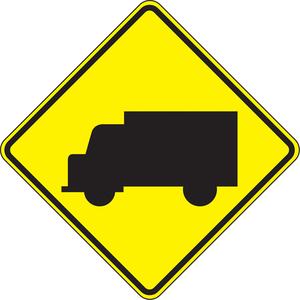 Truck Traffic Sign - Aluminum, 24", 24", Bolt-On, Pictogram, Traffic, Trucks Pictogram