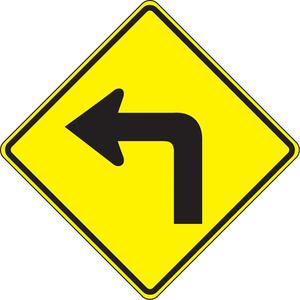 Left Turn Traffic Sign - Aluminum, 24", 24", Bolt-On, Pictogram, Traffic, Left Turn Pictogram
