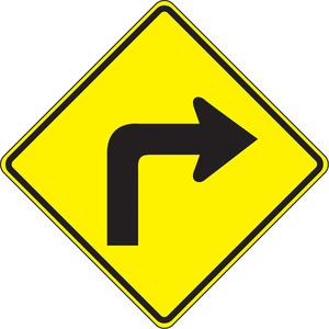 Right Turn Traffic Sign - Aluminum, 24", 24", Bolt-On, Pictogram, Traffic, Right Turn Pictogram