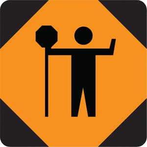 Traffic Control Person Temporary Conditions Sign - Aluminum, 36", 36", Bolt-On, Pictogram, Traffic/Construction, Flagman Pictogram