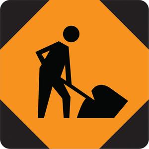 Road Work Ahead Temporary Conditions Sign - Aluminum, 36", 36", Bolt-On, Pictogram, Traffic, Construction Workers Pictogram