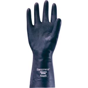 29-865 Gloves - Small/7, Medium/8, Large/9, X-Large/10, 13", 18-mil, Straight, Neoprene, Flock-Lined, EN 374:2016-1 Type B/EN 374:2016-2/EN 374:2016-5, AKL, 144, Embossed, Black