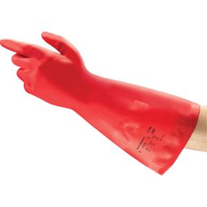 AlphaTec® Solvex® 37-900 Chemical Gloves - 7, 8, 9, 10, 11, 14.9", 16.7-mil, Straight, Nitrile, Unlined, EN 374:2016-1 Type A/EN 374:2016-2/EN 374:2016-5 VIRUS, AJKLOPT, Red, Reversed Lozenge, EN 388 Level 4 & ANSI Level 4